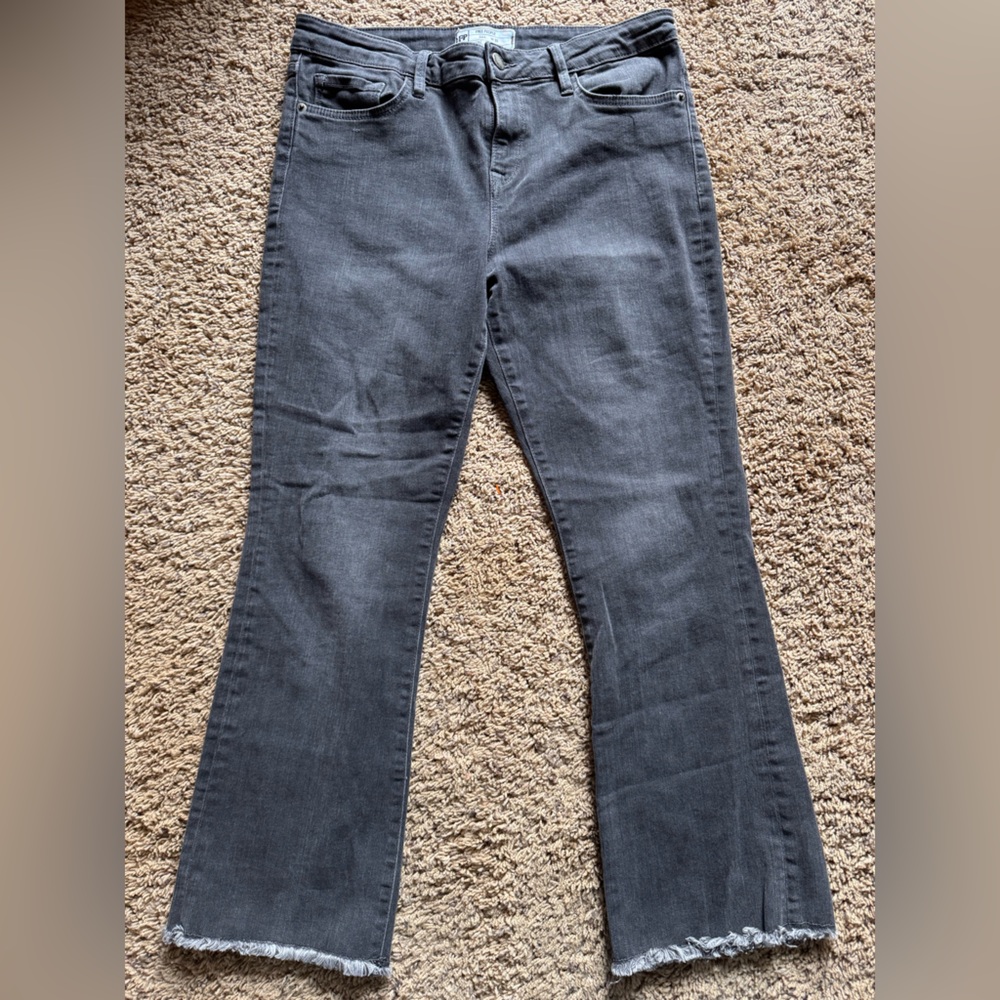 Free People Cropped Flare Jeans W30 | Raw Hem Gray Denim